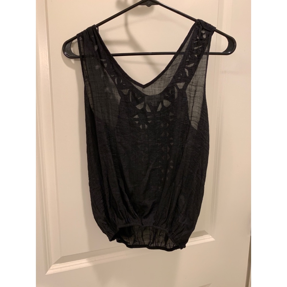 Black tank-top with detailed back